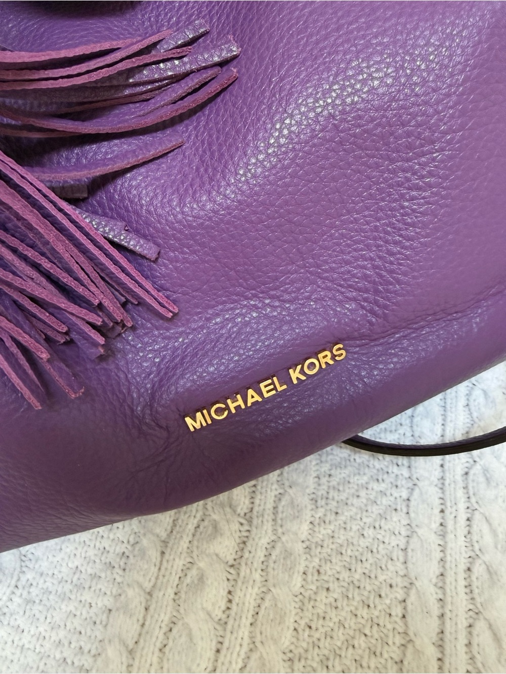 Michael Kors Plum Leather Tassel Shoulder Bag - Picture 3 of 10